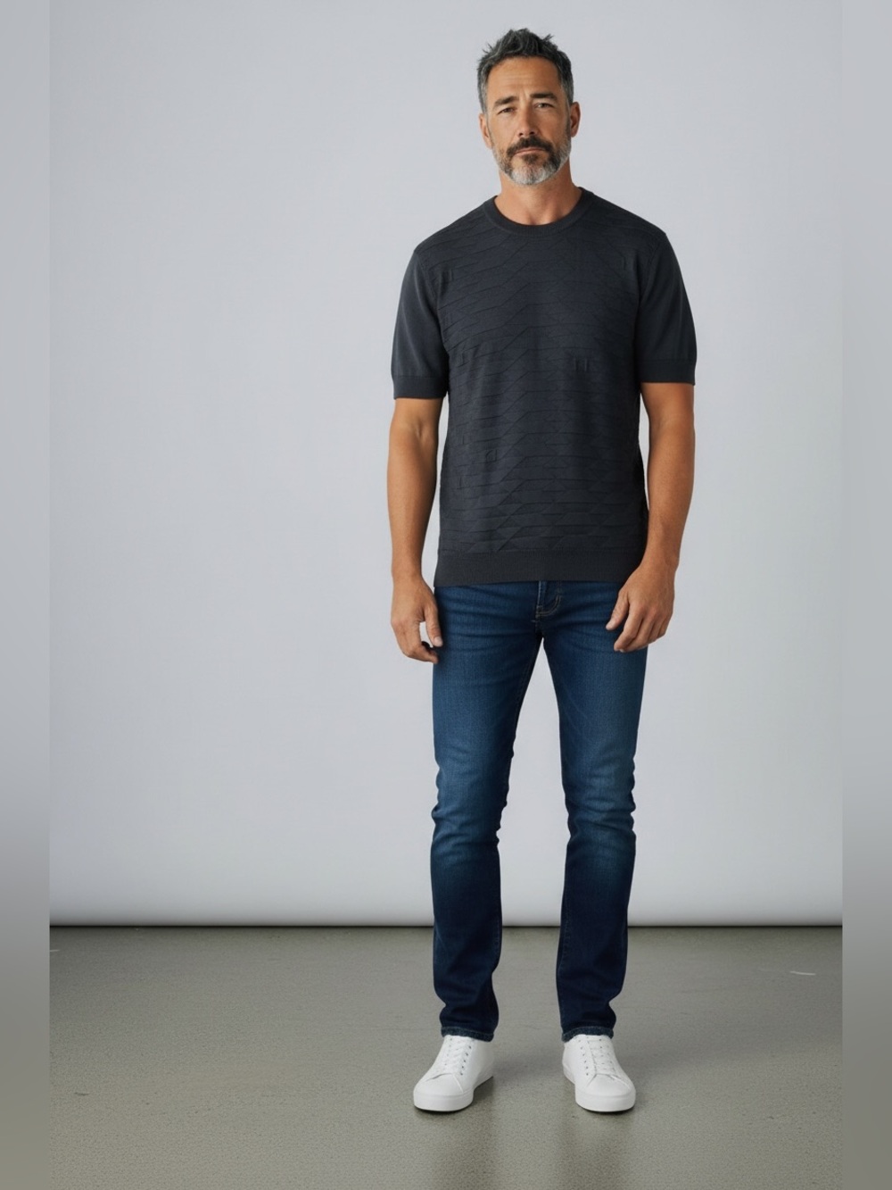 Karl Lagerfeld Men’s Short Sleeve Crewneck Black Sweater Top Size Large NWT